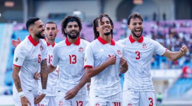 Hannibal Mejbri celebrates scoring for Tunisia against Namibia in FIFA World Cup 26 qualifying